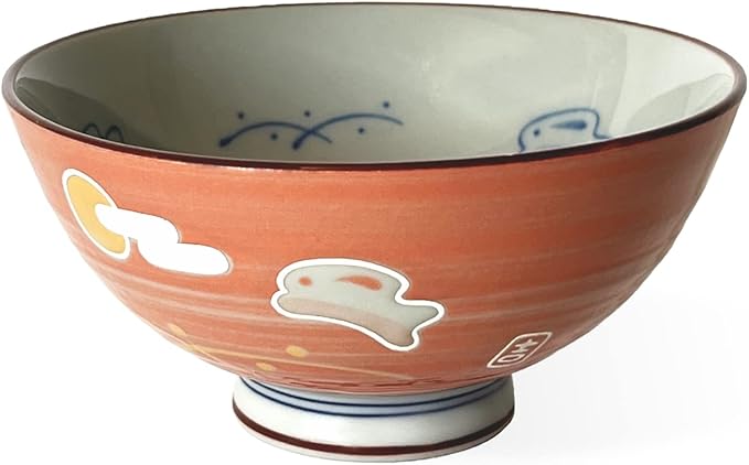 Traditional Style Japanese Ceramics Rice Bowl Chawan Pottery, Dishwasher Microwave Safe Made in Japan (Totoya Usagi, Small (nakahira))