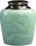 Exquisite Oriental Ceramic Food Storage Jar Canister Food Canisters,Loose Tea Tin/Tea Storage/Tea Caddy/Tea Canister/Coffee Canister/Coffee Jar/Spice Nuts Snacks Storage 23.67oz/700ml (Light green)