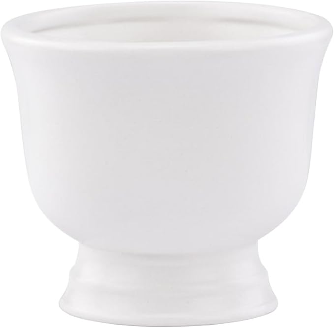 Napco Imports Compote Pedestal Design Smooth Finish Ceramic 5 x 4.5 Inch Classic White Indoor Footed Planter Pot for Succulents, Herbs or Small Plants