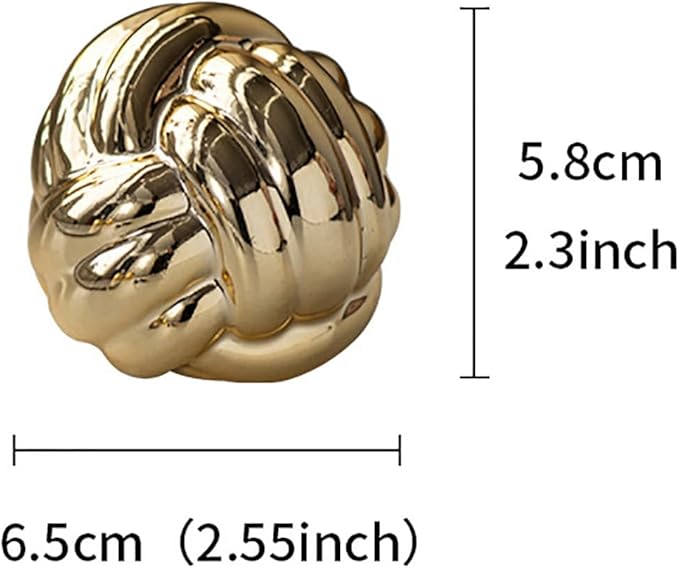 Hotfiary Small Ceramic Knot Statues Gold Home Decor, Modern Style Figurine Decorative Ball Ornaments, Sculpture Aesthetic Decor for Living Room, Bedroom, Apartment, Bookshelf, Office, Cabinets