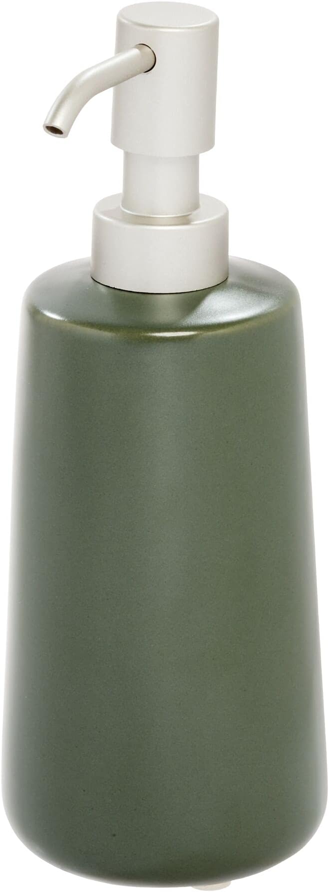 iDesign Ceramic Earth Collection Refillable Tall Soap Dispenser, Moss