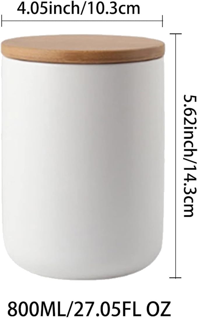 MilkyWay Ceramic Food Storage Jar Canister Modern Design Food Canisters with Airtight Seal Bamboo Lid, Loose Tea Coffee Spice Nuts Snacks Storage Jar Canister (White 27.05oz/800ml)