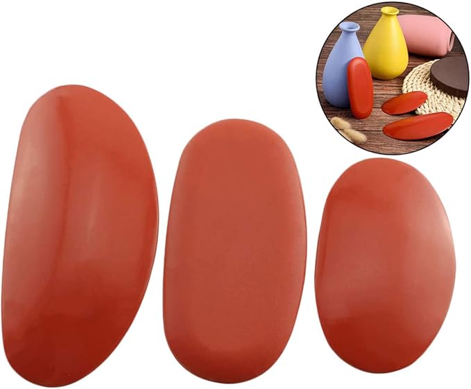 TOPPERFUN 2sets Mud Rib Sculptural Clay Tool for Clay Artists Pottery Ribs for Sculpting Smoothing and Shaping Comfortable Kidney Shape Design Red