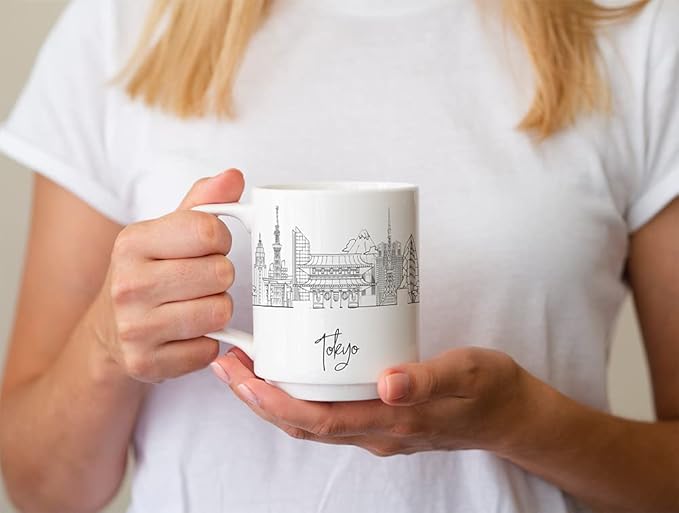 Tokyo Skyline Ceramic Mug, Asia Keepsake 11oz White Mug, Custom Coffee Cup, Gift For Birthday, Asia Skyline Coffee Cup, Mugs for Women, Personalized Coffee Mugs