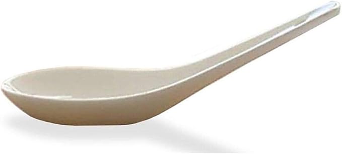 LeBlue 6-Pack Asian Chinese Reusable Dishwasher Safe Small Wonton Won Ton Soup Spoons, White Bone China Porcelain Ceramics