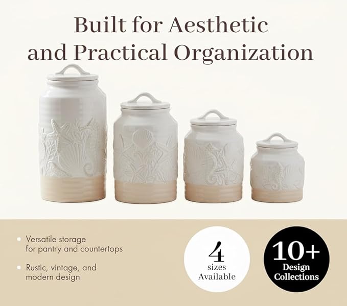 Youngs 61702 Coastal Canister, Set of 4, Cearmic