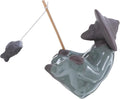 Asian Fisherman Figurine Ceramic Bonsai Garden Decor Old Man Fishing Sculpture for Tabletop Micro Landscape Aquarium Accent