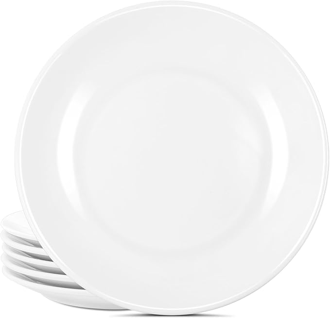 Ceramic Dinner Plates Set of 8, 7 inch White Salad Plates, Porcelain Dessert Plate,Small Appetizer Plate for Cake Snacks Fruit,Microwave Oven and Dishwasher Safe