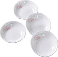 4 Pack Saucer Dishes with Pink Flower Pattern, Ceramic Dipping Bowls, 4 Inch Side Dishes Sauce Dishes for Sushi Snack, Porcelain Seasoning Dishes Appetizer Plates, Snack Serving Dishes