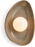 Modern Ceramic Wall Sconce Pebble Shape Wall Lamp G9 Frosted Globe Light Fixture Sculptural Art Decor for Bedroom Bedside Living Room Hallway Staircase 12 Inch H