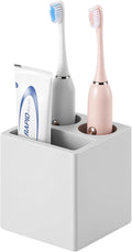 Luxspire Toothbrush Holder, 3 Slots Fast Drying Tooth Brush Holder for Bathroom, Diatomite Electric Tooth Brush and Toothpaste Organizer for Bathroom Kitchen Vanity Countertop, Light Gray