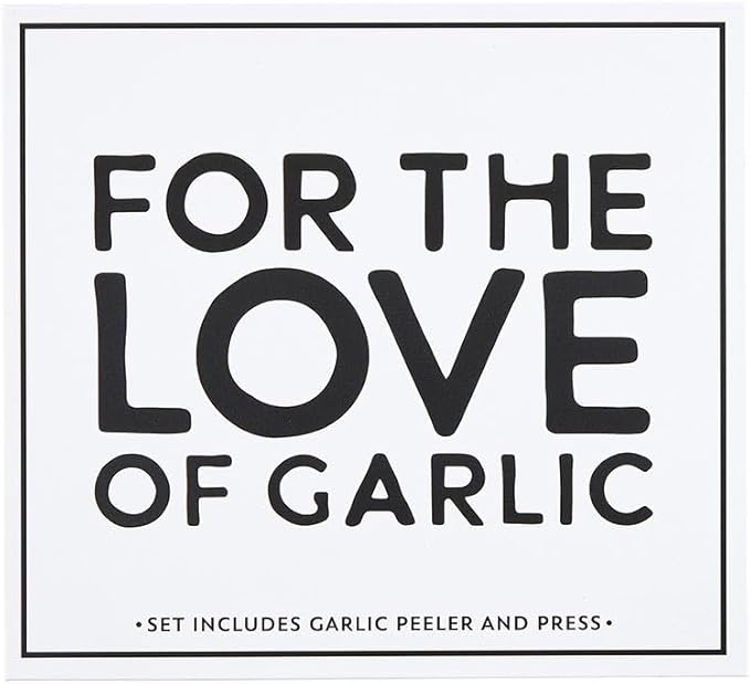 Santa Barbara Design Studio Gift Set Kitchen Essentials Tool Kit Black and White Cardboard Book Gifts, 3-Pieces, Love Garlic