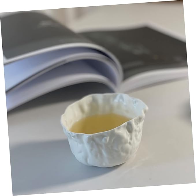 Ciieeo Wrinkle Design Ceramic Tea Cup Mini Chinese Porcelain Tasting Cup Unique Candle Holder for Home and Office Dishwasher oz