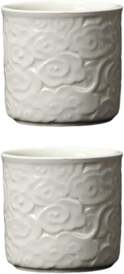 Ceramic Espresso Cups Set of 2, 3.4 Oz Espresso Mugs, Demitasse Cups for Coffee or Tea, Small Coffee Cups No Handles (white, 2)