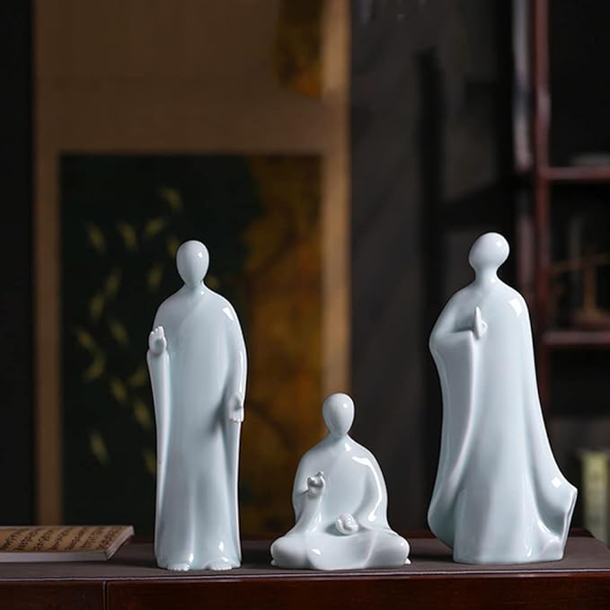 Buddha， Sculpture，Buddha Adornments buddha statue decoration 3 Pack Ceramic Buddha Asian Statue Set Feng Shui Buddha Sitting Sculpture Standing Figurine For Home Desktop Decor, Gift Collection gifts