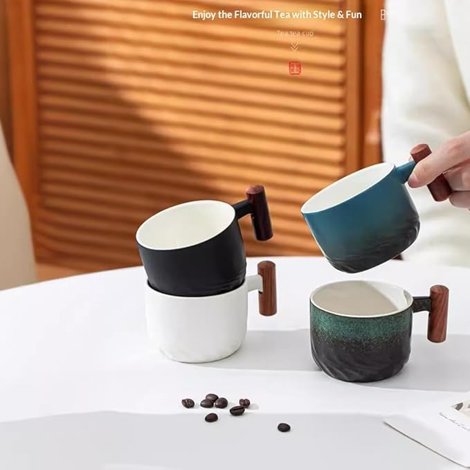 PRINCE G Ceramic Coffee Tea Tasting Cup Japanese Style Coffee Tea Mug With Handgrip (Green)