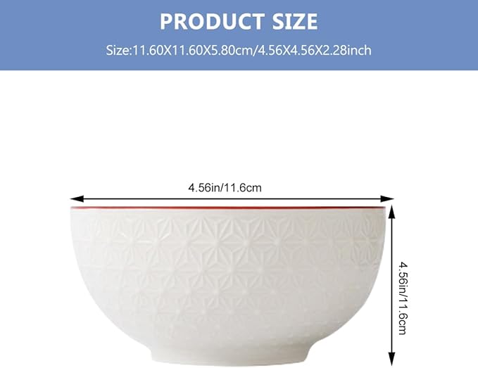 2pcs Ceramic Fruit Salad Bowls Kitchen Tableware for Rice and Salad Lightweight and Portable Beautifully Designed Delicate Patterns