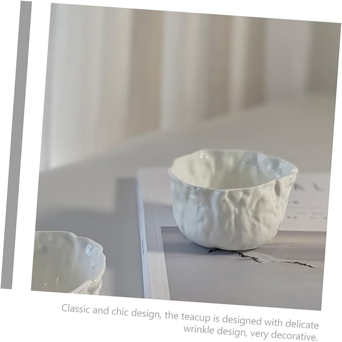 Ciieeo Wrinkle Design Ceramic Tea Cup Mini Chinese Porcelain Tasting Cup Unique Candle Holder for Home and Office Dishwasher oz