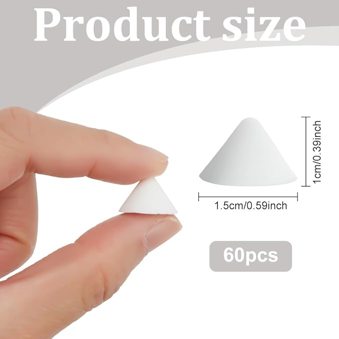 WEBEEDY 60 Pcs Alumina Pottery Kiln Nails High Temperature Cone Support Nails 10x15mm Reusable Kiln Stilts for Ceramic Studio Home Firing Tools Up to 2516℉