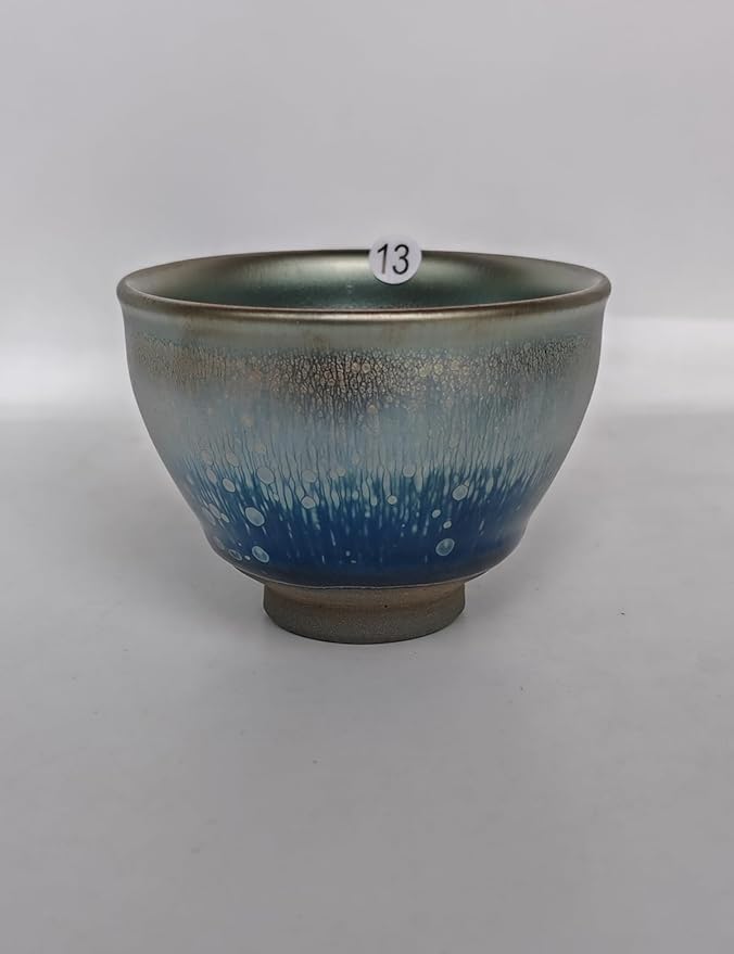 Jianzhan Teacup with Starry Sky Pattern, Small Japanese Style Tea Cups, Mini Ceramic Espresso Cups, Yerba Mate Cup Set of 4