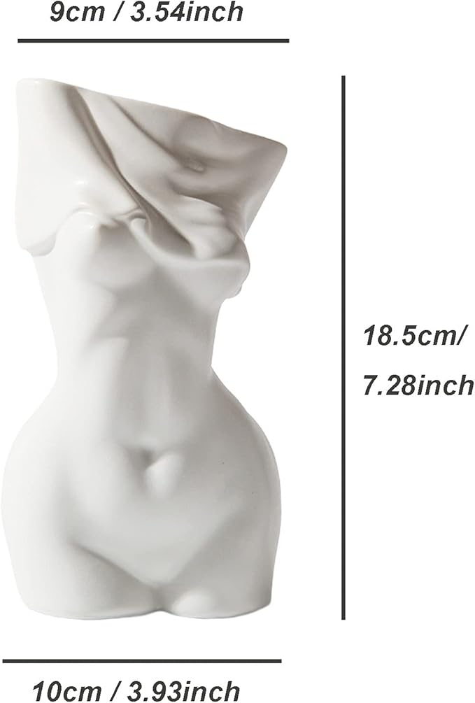 AETVRNI Female Body Vase for Boho Home Decor centerpieces White Ceramic Butt Vase for Bathroom Decor,A