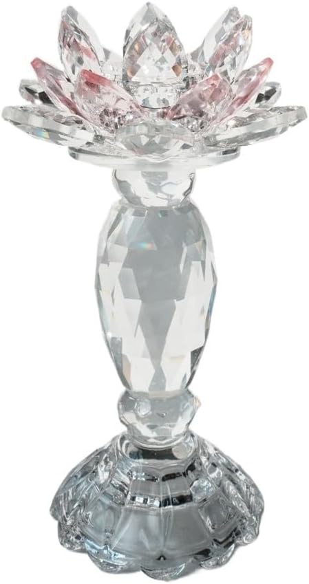 Crystal Lotus Candle Holder - Elegant Handcrafted Home Decor for Candles(Pink)