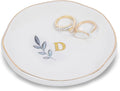 Personalized Ceramic Ring Dish, Initial Jewelry Tray for Rings, Earrings, Necklaces & Bracelets, Gift for Engagements, Birthdays, Holidays, Mom, Sister, Bridesmaid, Bride-to-Be, 4" Ring Plate