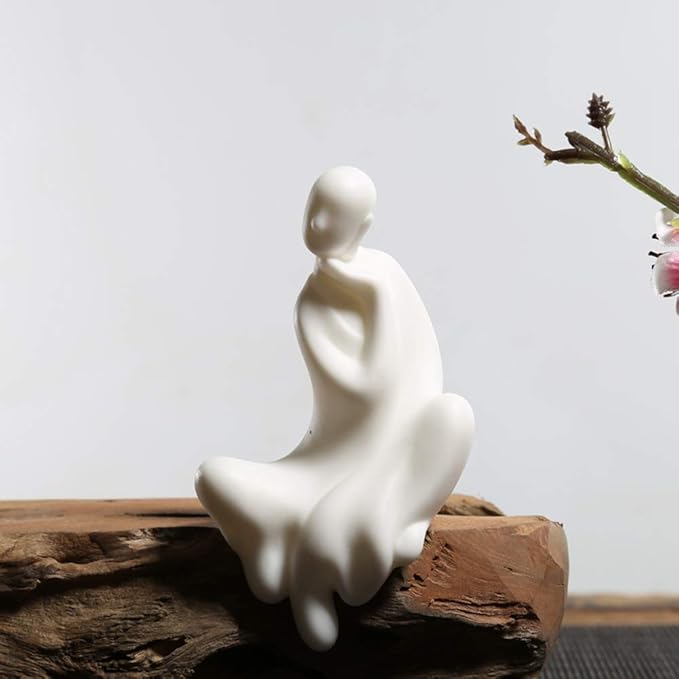 KJYHXX White Ceramic Little Monk Furniture Handmade Home Deco Creative Gift (Tranquillity)
