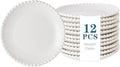 TAMAYKIM 5.5 Inch Porcelain Dessert Plates, Appetizer Plates, Round Small Dinnerware Sets, Scratch Resistant, Microwave, Oven, and Dishwasher Safe, White with Pearl Dots, Set of 12