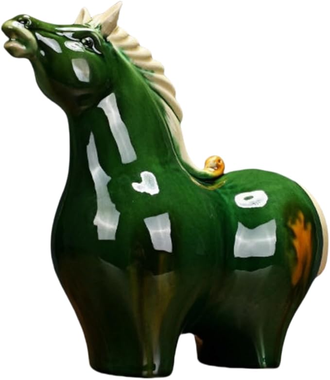 Sculptures/Statues Ceramic Couple Abstract Cute Pony Sculpture Home Decor Crafts Ornaments Emerald Green Head Up