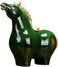 Sculptures/Statues Ceramic Couple Abstract Cute Pony Sculpture Home Decor Crafts Ornaments Emerald Green Head Up