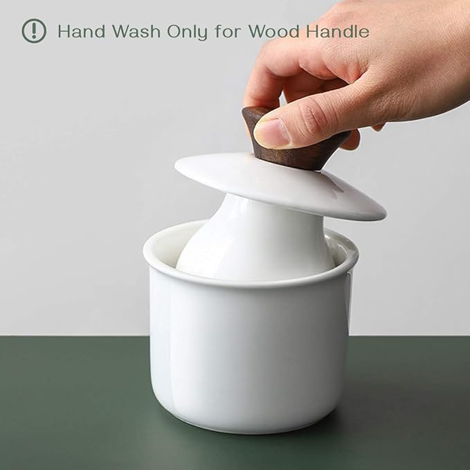 DOWAN Butter Crock for Counter, French Butter Keeper Crock with Water, Ceramic Airtight Butter Dish with Wood Knob Lid for Soft Butter, Soft White