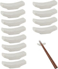 12 Pcs White Porcelain Chopstick Holder Set, Glazed Ceramic Rests,Keep Utensils Off Table, Anti Rolling Easy Clean, Tabletop Decoration for Sushi Nights, Asian Dining, Home Use
