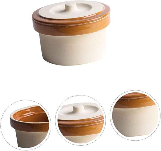 GLEAVI 2pcs Ceramic Stewing Bowl with Lid Heat Resistant Soup Bowl for Home Use for Steaming Rice Pudding and More Tableware for Families and Restaurants
