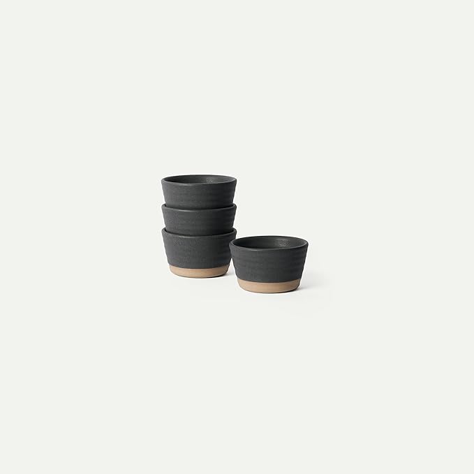 Mora Micro Ramekins Set of 4, 6oz Ceramic Pottery Baking Dishes - Microwave, Oven and Dishwasher Safe - Liquorice