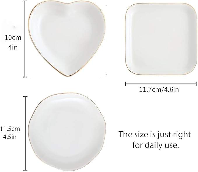 12 Pcs Ceramic Jewelry Tray Set, 4.5in Ring Dish Trinket Dish Organizer, Decorative Soap Dish Vanity Tray for Women Wedding Bridesmaid Birthday Gifts