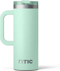 RTIC 20oz Road Trip Travel Mug with Lid and Handle, Ceramic Lined, Insulated, Stainless Steel, Metal, Double Wall Vacuum-Insulation, Portable Coffee, Tea Cup for Hot and Cold Drink, Fresh Mint