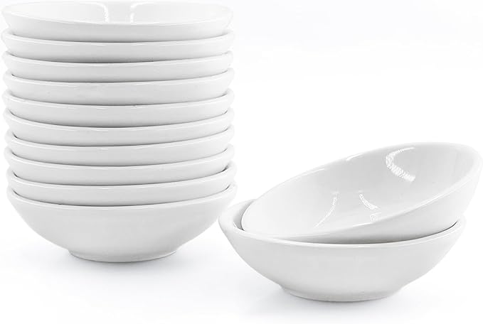 12 Pack Soy Sauce Dish Ceramic Dipping Bowls Bulk, 1.2 Oz White Dipping Sauce Bowls/Dishes, Small Dipping Sauce Cups for Sushi Ketchup Olive Oil Appetizer