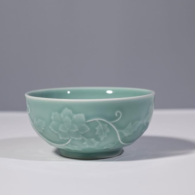 5-Inch Celadon Rice Bowl, Set of 2 - Round Ceramic Bowls for Soup, Stews, Holiday Meals - Classic Holiday Tableware - Durable, Dishwasher, Microwave, Freezer Safe