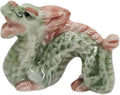 WitnyStore 1½" Green Red Chinese Asian Dragon Ceramic Figurine for Terrarium Decoration Collectible Statue for Adult Collectors Handcrafted Porcelain Ornament Sculpture Home Room Tabletop Decor