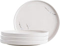 Ceramic Appetizer & Dessert Plates, 8-Inch Round Serving Plates (4-Pack, White Flowers)