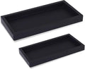 Silicone Bathroom Vanity Tray Rectangle Soap and Sponge Holder Kitchen Sink Organizer for Scrubber, Lotion Bottles, Perfume, Jewelry, Candle, Key Trinket Ring, 2 Pack, Black