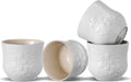 ZENS Japanese Tea Cups Set of 4 – 210ML Embossed Porcelain Japan Tea Cups, Handleless, Traditional Japanese Style for Gongfu Tea, Matcha – Off White