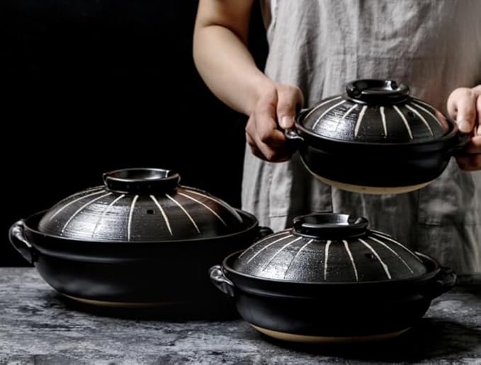 Rice Cooker and Claypot Cooking Pot, Japanese Ceramic Casserole, 2800ml Korean Stone Pot with Lid, Dolsot Pot for Sizzling Meals, Stoneware Clay Nabe Pot for Stovetop Stew,1700ML,A