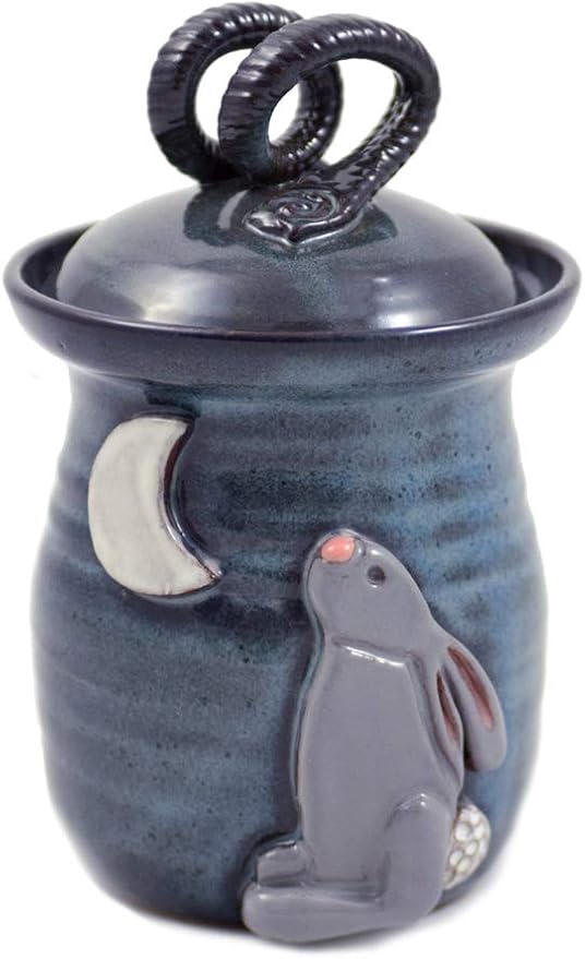 Modern Artisans Bunny Moon Countertop Jar - American Handmade Stoneware Pottery, 16 to 18-oz