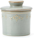 XELA Ceramic Butter Dish - French Butter Crock With Water Line - Keeps Your Butter Fresh and Spreadable - Vintage Turquoise