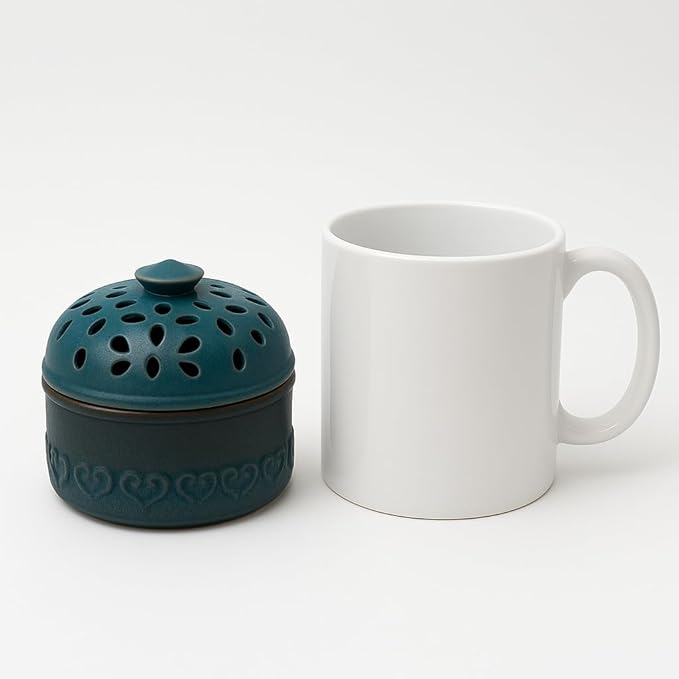 Peacock Blue Garlic Keeper for Counter Small, Ceramic Storage Jar & Garlic Holder for Friends Who Like Cooking, Garlic Container Saver for Kitchen, Keep Your Garlic Cloves Fresh Longer, 3-Inch