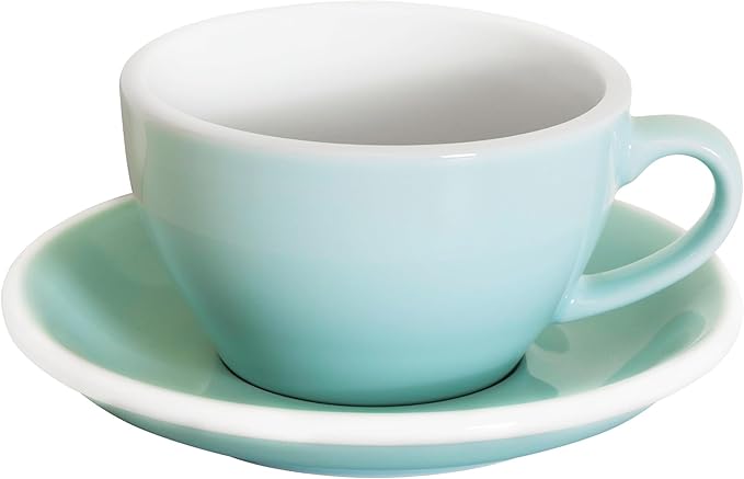 Loveramics Cappuccino Cup with Saucer, 8 oz Ceramic Coffee cup with Round Bottom for Cappuccino, Latte, Tea, Espresso, Thick-walled Stoneware Cup Set for Barista - Regular Colours (River Blue, 8OZ)