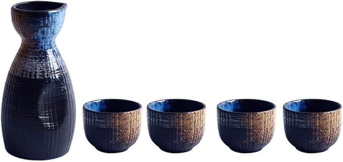 5 Piece Sake Set Traditional Ceramic Wine Glass Porcelain Pottery Sake Bottle Home Decor Crafts