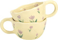 Koythin 2-Pieces Ceramic Coffee Mugs, Creative Cute Flower Cup for Office and Home, 8.5 oz/250 ml Aesthetic Mug for Latte Tea Milk (2 Purple Tulip)